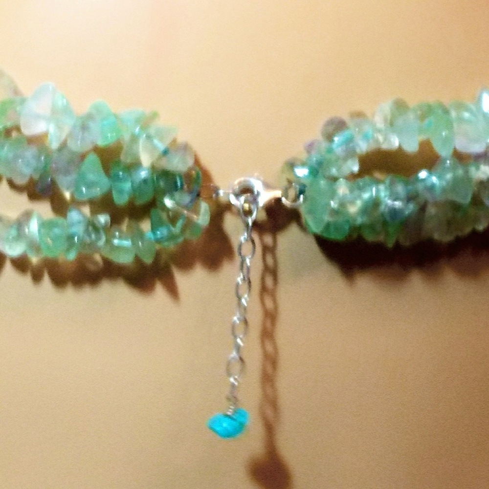 Vintage Chrysobery & Turquoise Sterling​ Silver Necklace​ - Picture 2 of 4